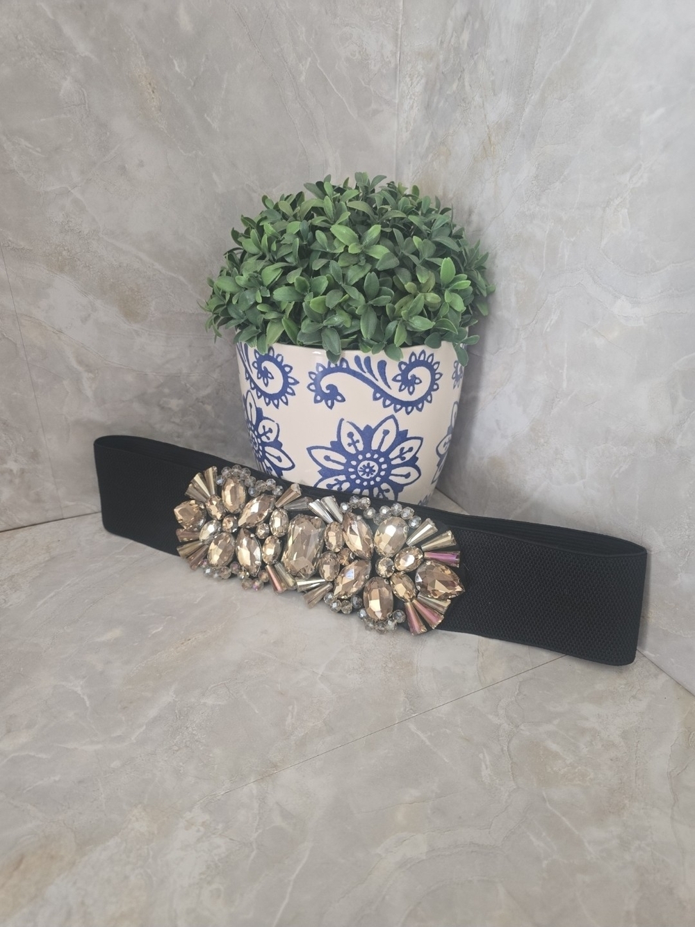 Torrid Black Wide Elastic Stretch Waist Belt Rhinestone Crystal Bejeweled